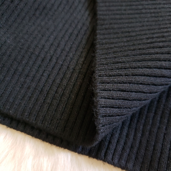 Square Neck Long Sleeve Ribbed Knit Side Slit Midi Dress - Picture 12 of 13